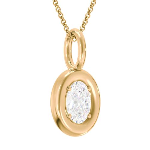Oval Frame Stone Necklace With Back Initial