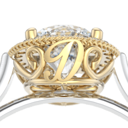 Diamond Halo Engagement Ring with Leaf and Vine Details - \"The Ava\"