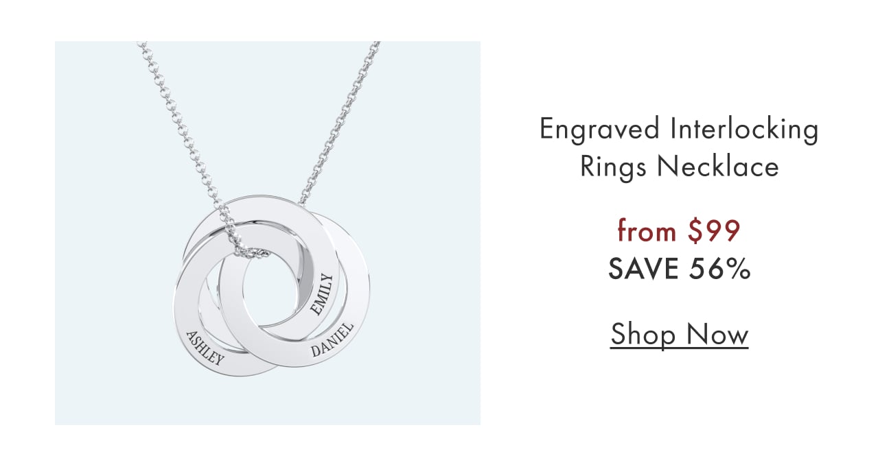 Engraved Interlocking Rings Necklace 