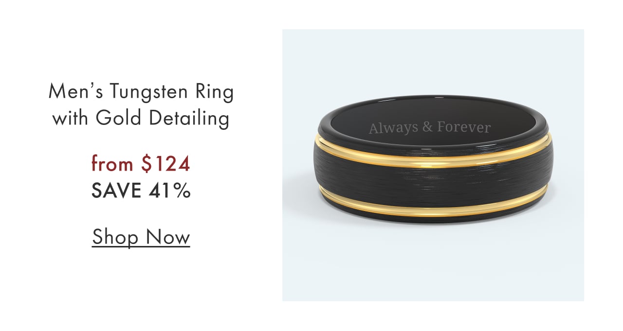 Men's Tungsten Ring with Gold Detailing 