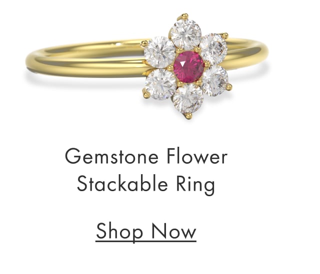 Gemstone Flower Stackable Ring 