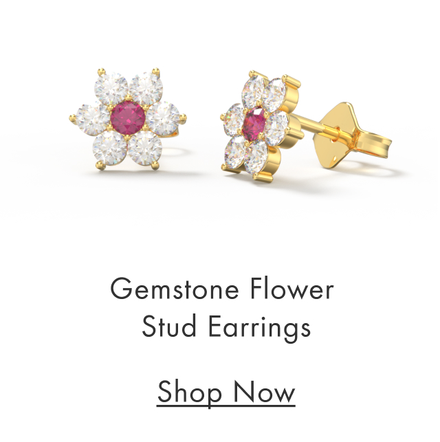 Gemstone Flower Stud Earrings 