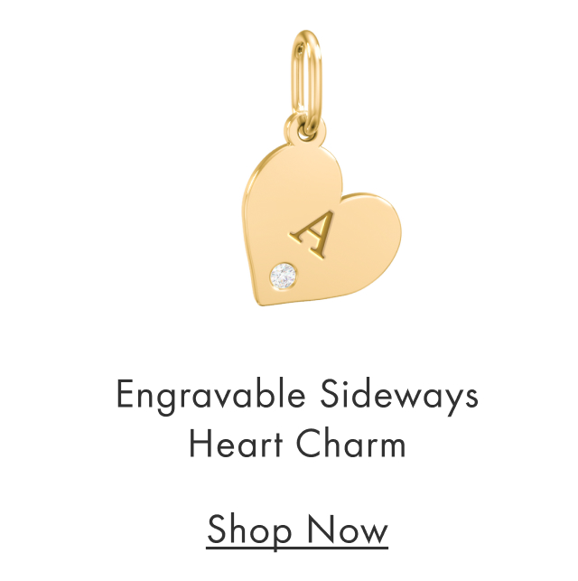 Engravable Sideways Heart Charm 