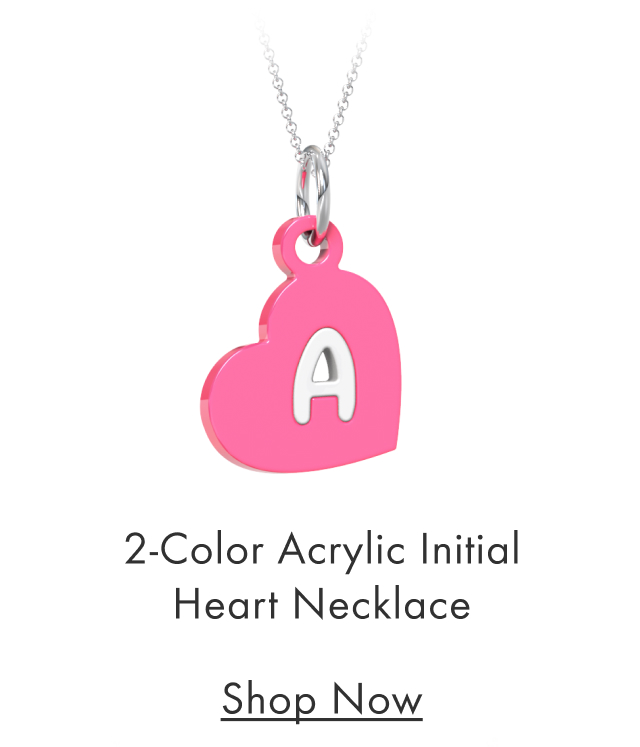 2-Color Acrylic Initial Heart Necklace 