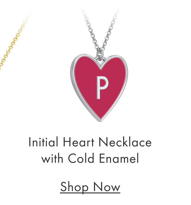 Initial Heart Necklace with Cold Enamel 