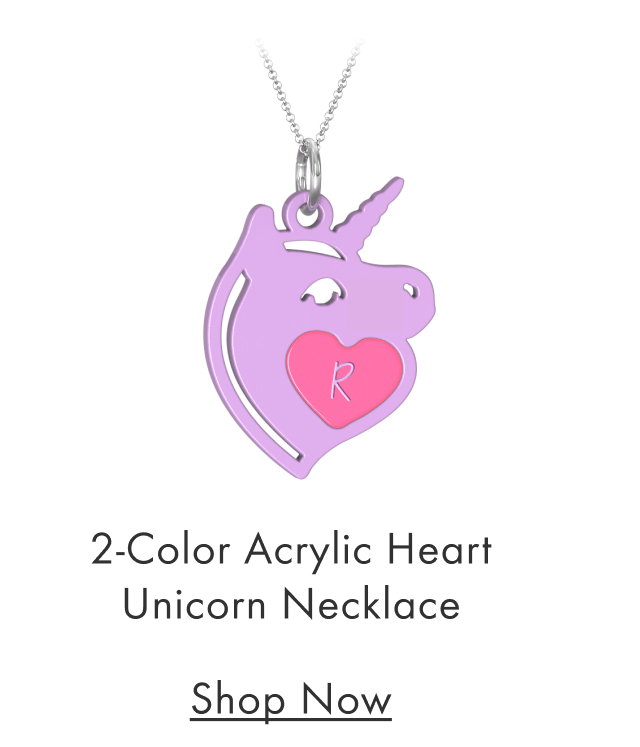 2-Color Acrylic Heart Unicorn Necklace 