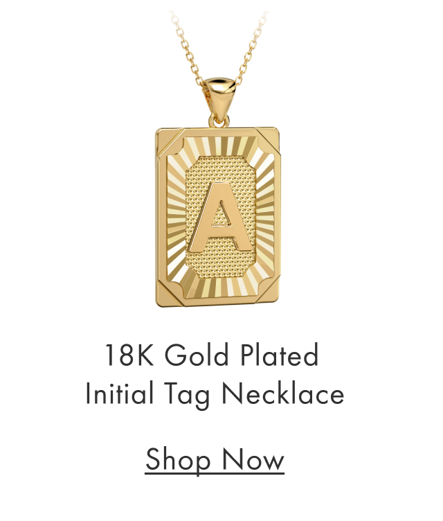 18K Gold Plated Initial Tag Necklace 