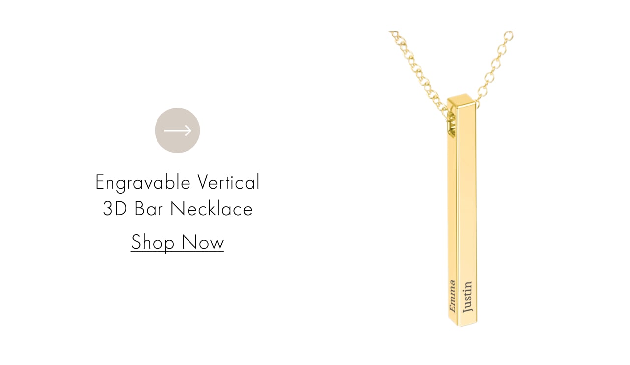 Engravable Vertical 3D Bar Necklace 